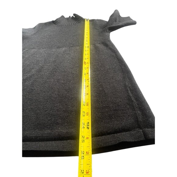 Merino Wool Short Sleeve Charcoal Sweater Mock Turtleneck Women’s Small - Picture 7 of 9